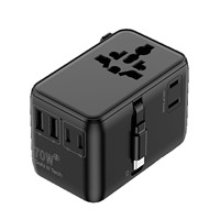 Adaptateur de Voyage Universel Multi-Pays 70W GaN Chargeur Rapide avec Câble Multifonctionnel en PC Ignifuge Sans Ports