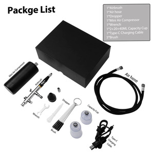 Kit aérographe avec compresseur rechargeable 32 PSI, double action, alimentation par gravité, pour travaux artistiques, maquillage, nail art, décoration de gâteaux, portable - Product Image 5