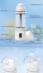 Liquidificador Portátil USB-C de 240W para Shakes e Smoothies 700ml 12V Mini Liquidificador Elétrico Misturador de Frutas 6000mAh - Product Image 5