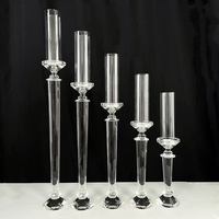 Ensemble de 5 bougeoirs en verre cristal hauts pour la décoration de table de mariage MH-TZ0792