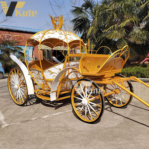 Chariot de mariage de haute qualité et abordable, style citrouille, chariot de mariée blanc avec roues, chariot citrouille - Product Image 1