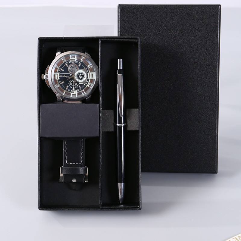 M3365-3-piece set-black-watch+pen+gift box
