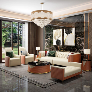 Bahasa Italia Cahaya Mewah Furniture Ruang Tamu Sofa Set Desain untuk Ruang Tamu Stainless Steel Sofa Berkualitas Tinggi - Product Image 2