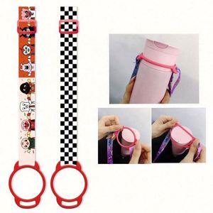 Custom LOGO Printed Lightweight Fashionable <b>Polyester</b> Portable Adjustable Shoulder Carrying Strap Silicone Water Bottle <b>Lanyard</b> - Product Image 1