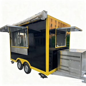 Camion de nourriture multifonctionnel d'extérieur, glace, hot-dogs, camion de nourriture en acier inoxydable à 4 roues, capacité personnalisable, stand de rue - Product Image 1