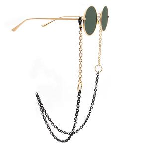 ゴールドリング付き高級カスタムメガネストラップサングラスチェーンブラックメタルメガネチェーンコード - Product Image 1