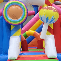 Château Gonflable Commercial Thème Sucreries et Sucettes, Combo Château Gonflable Sweet Land avec Toboggan pour Location de Fêtes d'Enfants