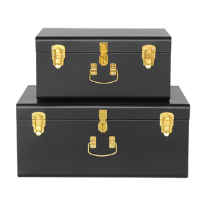 Exquisite Set of Two Metal Trunk Storage Trunk Box For Home Decoration