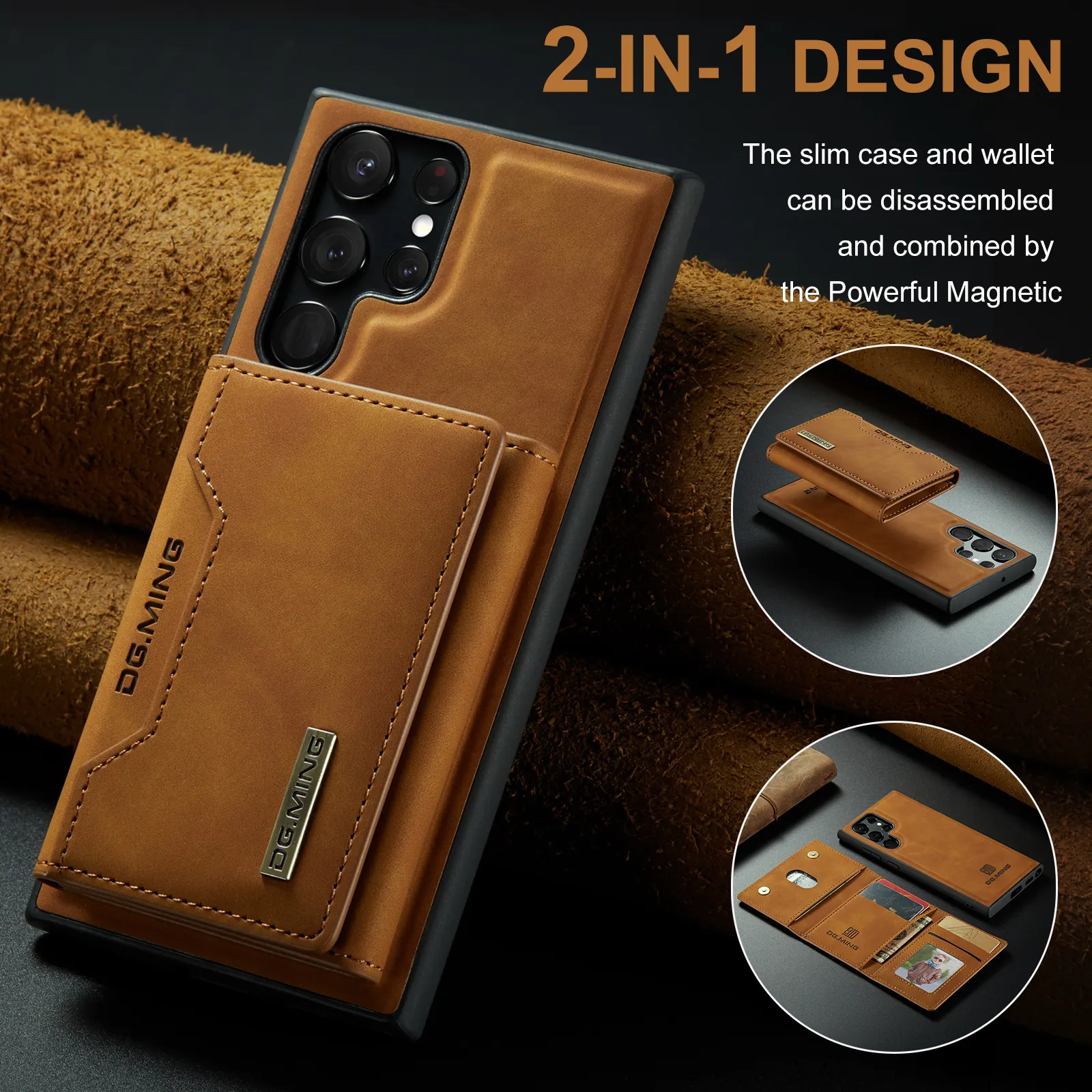 Magnetic Card Wallet Cover Leather Case for Huawei P50 P50 Pro Nova detachable magnetic Phone Case for Samsung Galaxy S23 ultra