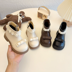 Botas Cortas de Invierno para Niñas, Estilo Británico, Botas Martin con Cordones de Perlas, Estilo Lolita, Forradas de Piel - Product Image 4