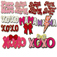 Patch Bordir Huruf Alfabet Fleksibel Chenille Besar Valentine, Patch XOXO Satu Bagian, Handuk Besar, Patch Setrika untuk Pakaian