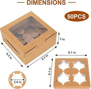 Cajas para Cupcakes con Ventana, Cajas para Galletas, Contenedores Marrones para Pastelería, Postres, Cajas para Dulces con Pegatinas y Cuerda <span class=keywords><strong>de</strong></span> Yute - Product Image 3