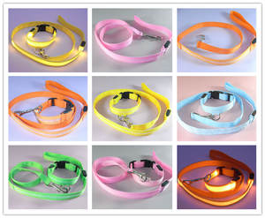 Classic Solid Led Nylon <b>Dog</b> Collar and <b>Leash</b> Set - Product Image 4