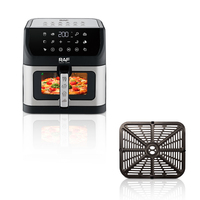 Friteuse à air RAF 10L 1800W avec écran tactile et fenêtre visible, air chaud à 360° pour poulet, pizza, frites, cuisine domestique