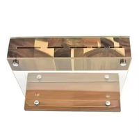 Nouvel arrivage de cinq fentes organisateur de stockage de couteaux de cuisine en bois d'acacia et bloc acrylique avec sacs à roulettes pour couteaux