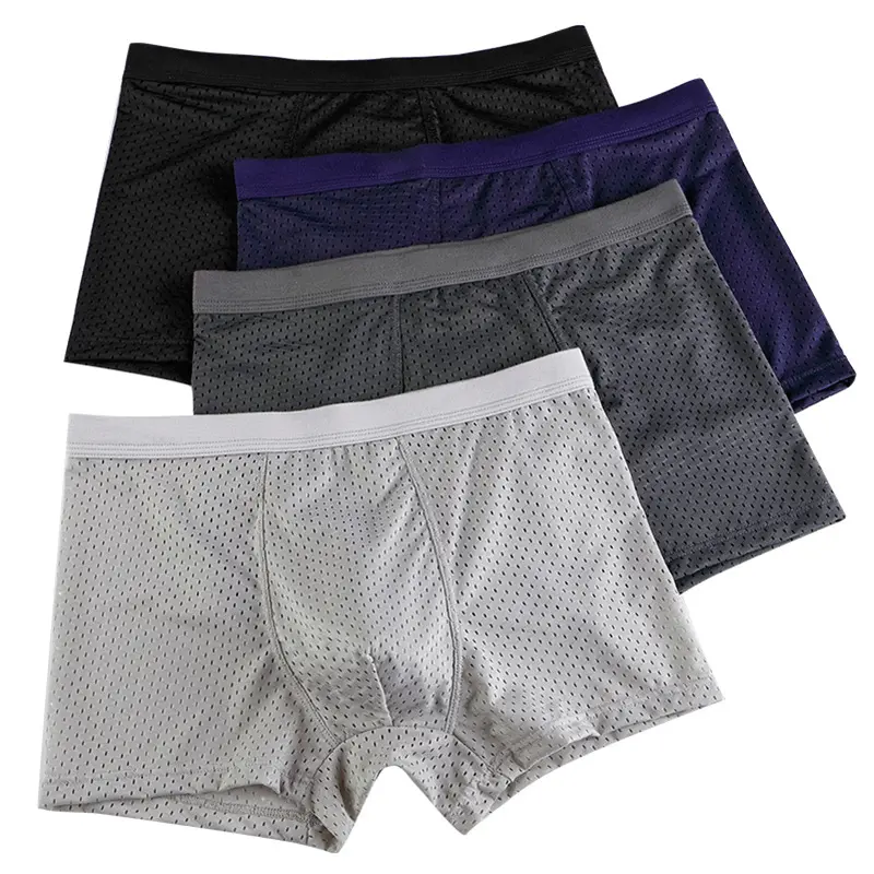 Manufacturers Summer Hollow Mesh Underwear Comfortable Breathable Sexy Seamless Men's Boxer Briefs