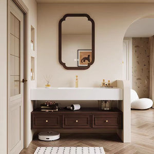 Mueble de baño de lujo ligero, montado en la pared, con amplio espacio de almacenamiento en cajones para guardar cosméticos de baño - Product Image 3