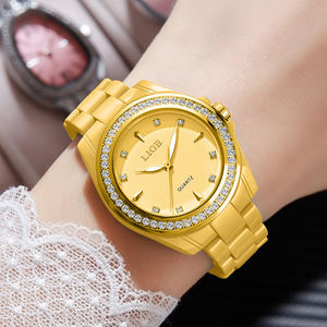 Reloj de cerámica dorado LIGE LG89276 para mujer, reloj de pulsera, <span class=keywords><strong>relojes</strong></span> de moda, diamantes de imitación de lujo, resistente al agua, reloj de pulsera elegante - Product Image 6