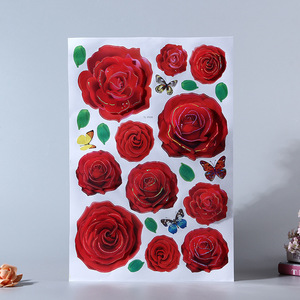 Autocollants muraux 3D à fleurs Autocollants pour portes <span class=keywords><strong>de</strong></span> réfrigérateur Décoration <span class=keywords><strong>de</strong></span> chambre d'adolescent Décoration murale esthétique Papier peint <span class=keywords><strong>Poster</strong></span> - Product Image 1