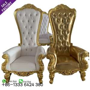 Vente flash : Ensemble de chaises de trône dorées et argentées pour la mariée et le marié, chaises de mariage, décoration de mariage - Product Image 5