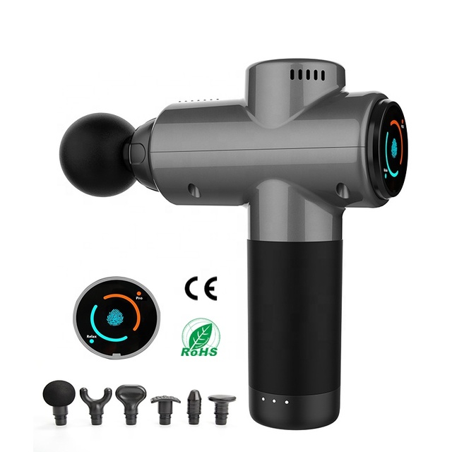 Best Selling Professional High Frequency Deep Tissue Massage Gun 12-Speed Adjustable 6 Massage Heads 2000mAh Battery 20W