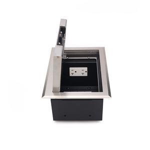 SS304 Safe Closing Floor Socket Box with <b>Ethernet</b> and Power Ports for Conference Systems - Product Image 3