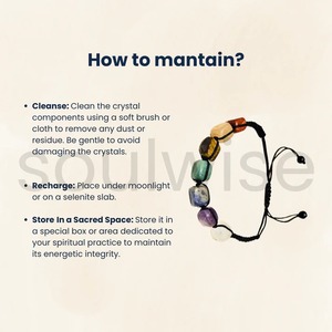 Pulsera de hilo curativa de los siete chakras, ajustable, con cristales para la paz, el bienestar, el equilibrio emocional y la claridad mental. - Product Image 3