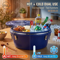 Ensemble de Contenants Alimentaires Isothermes en Acier Inoxydable Écologiques Bleu Rouge 15/26/36L Grande Capacité Préservation de la Fraîcheur Fermeture Moderne à Clip