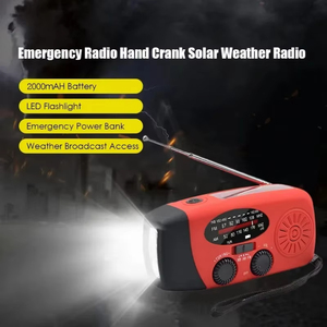 <span class=keywords><strong>Radio</strong></span> portable d'urgence solaire à manivelle 2000 mAh avec batterie externe rechargeable par USB, lampe torche 3 LED, <span class=keywords><strong>radio</strong></span> AM/FM/NOAA - Product Image 4