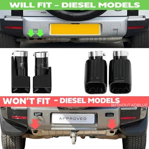 Silenciador de Escape para Motor Diésel Land Rover <span class=keywords><strong>Defender</strong></span> 90/110/130 L663 <span class=keywords><strong>D200</strong></span> D250 D300 2020-2023, Tubo de Escape Cuadrado de Acero Inoxidable - Product Image 6