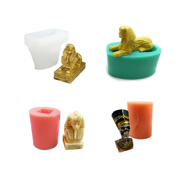 Eshinx-Molde de silicona con forma de Calavera del Faraón, herramientas de decoración de tartas, Fondant, vela de aromaterapia hecha a mano