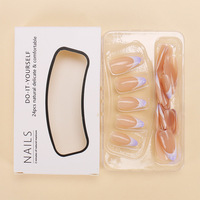 Ongles artificiels simples à effet d'ondulation d'eau, réutilisables, pour un usage quotidien