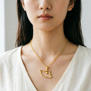 Collar de Acero Inoxidable Dorado a la Moda, Impermeable, para Mujer, Joyería 2026, Collar con Mapa de Irán Chapado en Oro de 18k para Mujer - Product Image 1