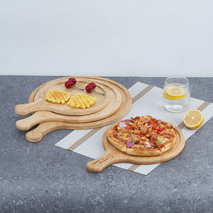 Planche à charcuterie ronde en bambou durable de qualité supérieure, pelle à pizza avec poignée, plateau de service en bois pour fromage, <span class=keywords><strong>steak</strong></span>, fête, vente en gros - Product Image 1