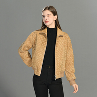 Jxwatcher – Nouvelle veste bomber personnalisée en véritable peau de mouton tissée pour femme, style vintage, en daim véritable, coupe courte, pour l'automne