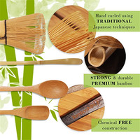 ESTICK Set de cuillères en bambou faites à la main pour la cérémonie du thé et du matcha Logo personnalisé Cuillère longue écologique Service à café et thé de style japonais