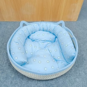 Panier rond en corde <span class=keywords><strong>de</strong></span> coton tissé avec tapis Décoration intérieure Panier en corde <span class=keywords><strong>de</strong></span> coton doux et sûr Utilisation toute saison - Product Image 1