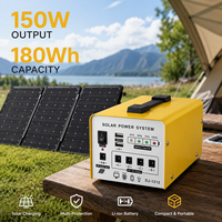 Station d'alimentation portable LiFePO4 Mini 180Wh, générateur solaire MPPT, lampe torche, onde sinusoïdale pure, téléphone, ordinateur portable, ventilateur, extérieur, maison, urgence