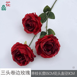 Roses artificielles en soie, faites à la main, style naturel, pour décorations de mariage - Product Image 5