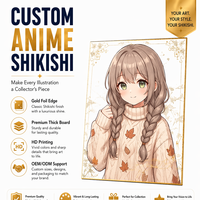 Papan Shikishi Anime Kustom Berlapis Emas, Papan Seni Holografik, Papan Koleksi Bertanda Tangan dengan Penyangga untuk Merchandise Penggemar