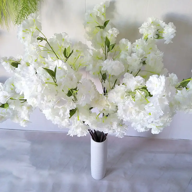 Arranjos florais falsos de seda, flores de flor de pêssego, arranjos de cereja artificial, ramos de árvore para decoração de casamento, primavera