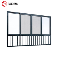 Fenêtres coulissantes à rupture thermique Fenêtres coulissantes verticales Fenêtre coulissante à trois voies en aluminium avec moustiquaire en métal