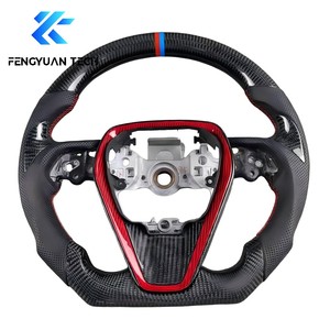 Volant en cuir personnalisé Alcantara en fibre de carbone forgée pour Toyota Camry 8 8e génération Xv70 Corolla Alio Hybrid Accessoires 2018 - Product Image 6