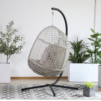 Fauteuil suspendu en forme d'œuf en métal, rotin et macramé, pour balcon, jardin, salle de sport, extérieur, avec coussin imperméable