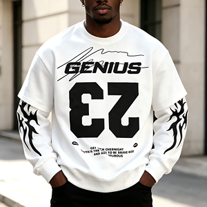 T-shirt da uomo personalizzata con stampa grafica, comoda, stile street hip-hop, a maniche lunghe, cropped, girocollo, pullover, felpa, maglietta - Product Image 1