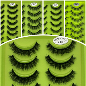 Faux cils synthétiques faits à la main en bande complète, cils courts et volumineux, 10 paires, fournitures de beauté, maquillage - Product Image 1
