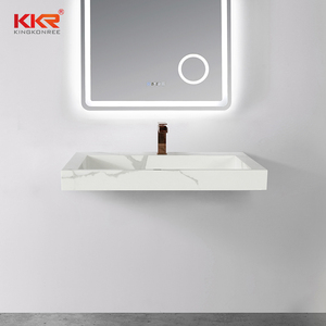 KKR Khuôn Thực Hiện Phòng Tắm Vanity Lưu Vực Tường Treo Chậu Phòng Tắm Bề Mặt Rắn Phòng Tắm Vanities Đá Nhân Tạo Tường-treo Bồn Rửa - Product Image 2