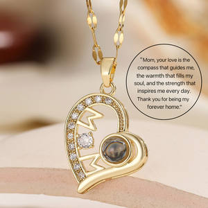 Collana dell'<span class=keywords><strong>Amore</strong></span> Proiettata <span class=keywords><strong>in</strong></span> <span class=keywords><strong>100</strong></span> <span class=keywords><strong>Lingue</strong></span>, Piena di Diamanti, Catena a Forma di Cuore per Clavicola, Regalo per Migliori Amici e Coppie - Product Image 3