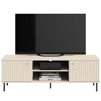 Vente en gros Chêne clair Centre de divertissement Media Console Table Bois Porte cannelée Meuble TV Meuble Tv pour meubles de salon