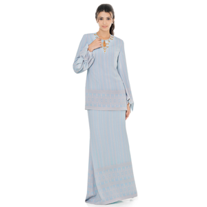 SIPO EID personnalisé croquis floral en mousseline de soie Polyester conception concise nouvelle bonne qualité deux pièces femmes traditionnel musulman Baju - Product Image 6